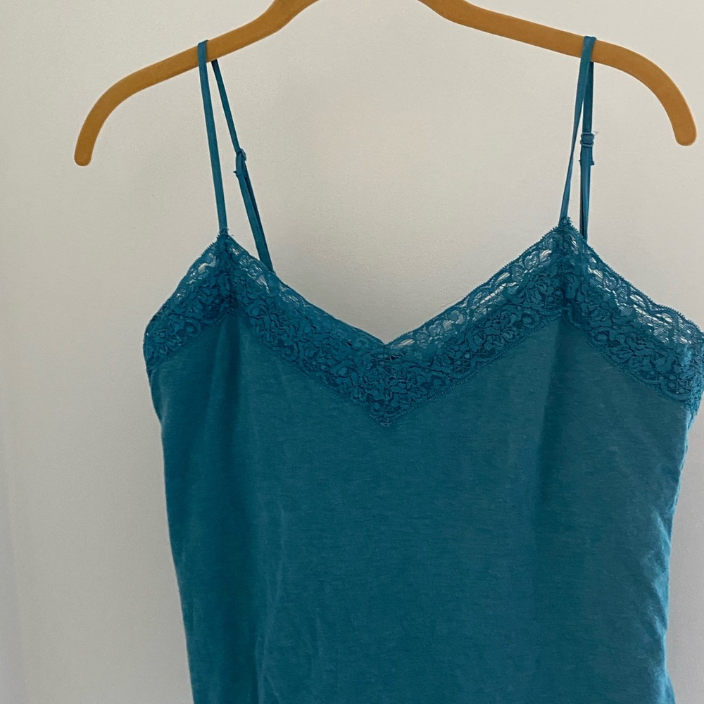 Elegant Teal Lace Trim Cami Top